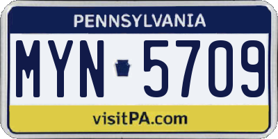PA license plate MYN5709