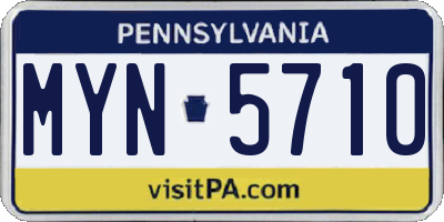 PA license plate MYN5710