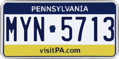 PA license plate MYN5713
