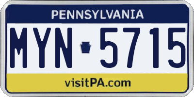 PA license plate MYN5715