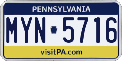 PA license plate MYN5716