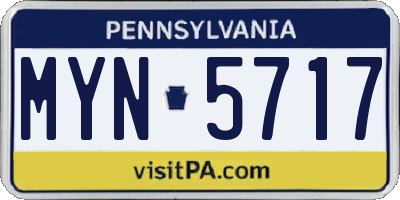 PA license plate MYN5717