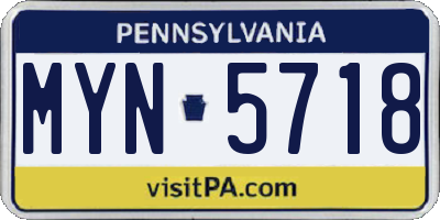 PA license plate MYN5718
