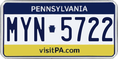 PA license plate MYN5722