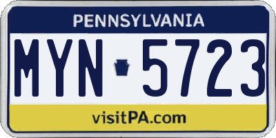 PA license plate MYN5723