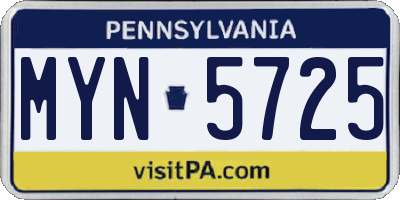 PA license plate MYN5725