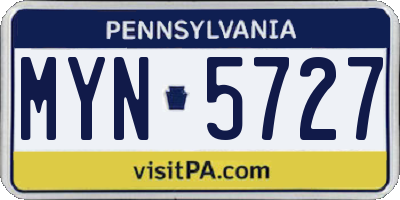PA license plate MYN5727