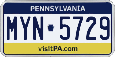 PA license plate MYN5729