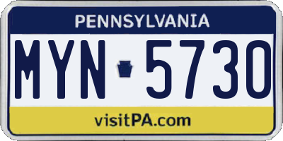 PA license plate MYN5730