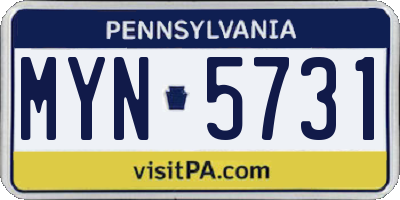 PA license plate MYN5731
