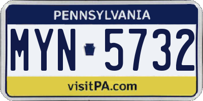 PA license plate MYN5732