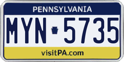 PA license plate MYN5735