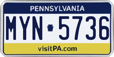PA license plate MYN5736
