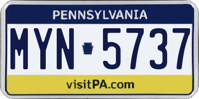PA license plate MYN5737