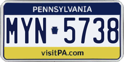 PA license plate MYN5738