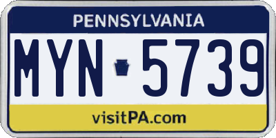 PA license plate MYN5739