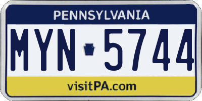PA license plate MYN5744