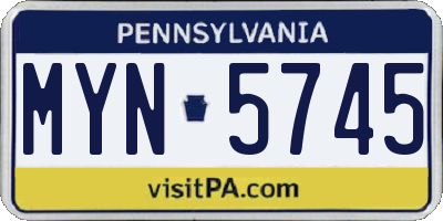 PA license plate MYN5745
