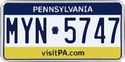 PA license plate MYN5747
