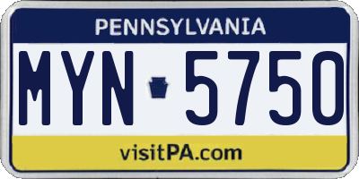 PA license plate MYN5750