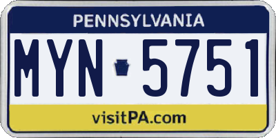 PA license plate MYN5751