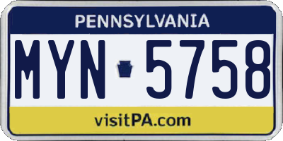 PA license plate MYN5758