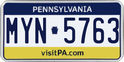 PA license plate MYN5763