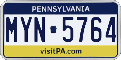 PA license plate MYN5764