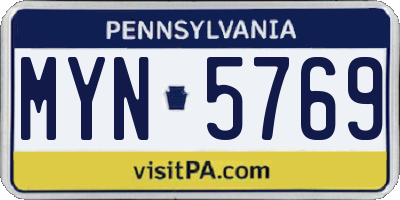 PA license plate MYN5769