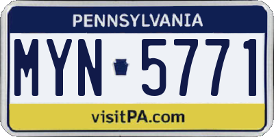 PA license plate MYN5771
