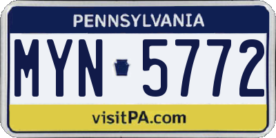 PA license plate MYN5772