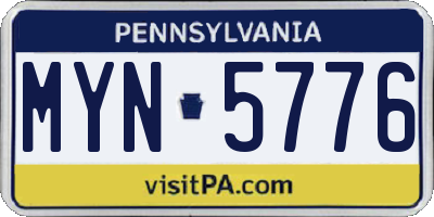 PA license plate MYN5776