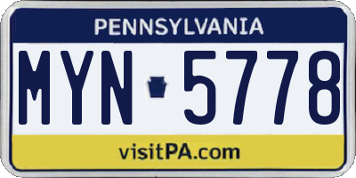 PA license plate MYN5778