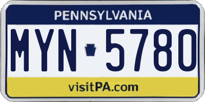 PA license plate MYN5780