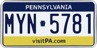 PA license plate MYN5781