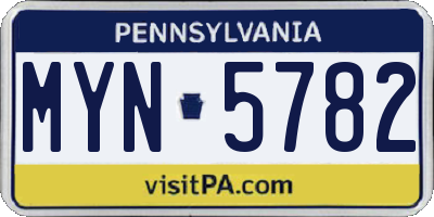 PA license plate MYN5782