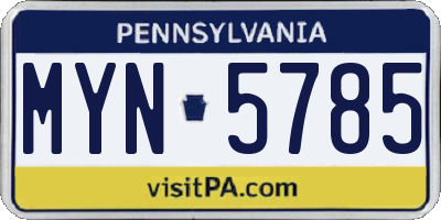 PA license plate MYN5785