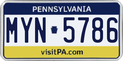 PA license plate MYN5786