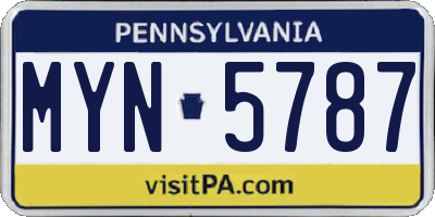 PA license plate MYN5787
