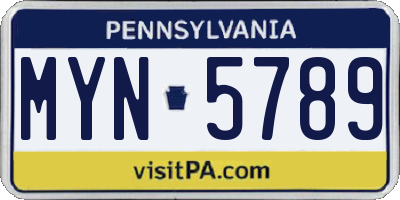 PA license plate MYN5789