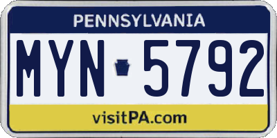 PA license plate MYN5792