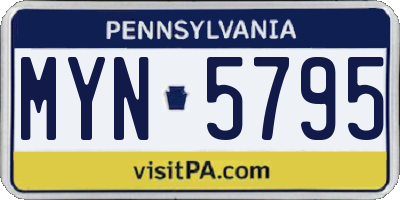 PA license plate MYN5795
