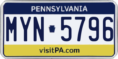 PA license plate MYN5796