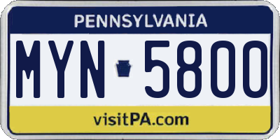 PA license plate MYN5800