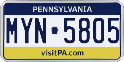 PA license plate MYN5805