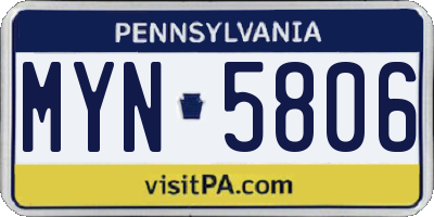 PA license plate MYN5806