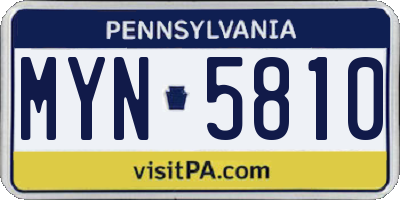 PA license plate MYN5810