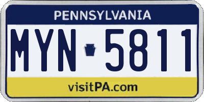 PA license plate MYN5811
