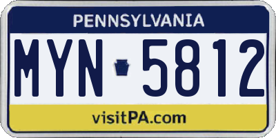PA license plate MYN5812