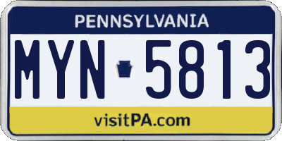 PA license plate MYN5813